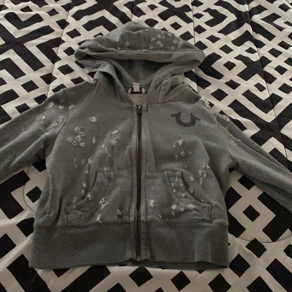 True Religion cropped grey hoodie